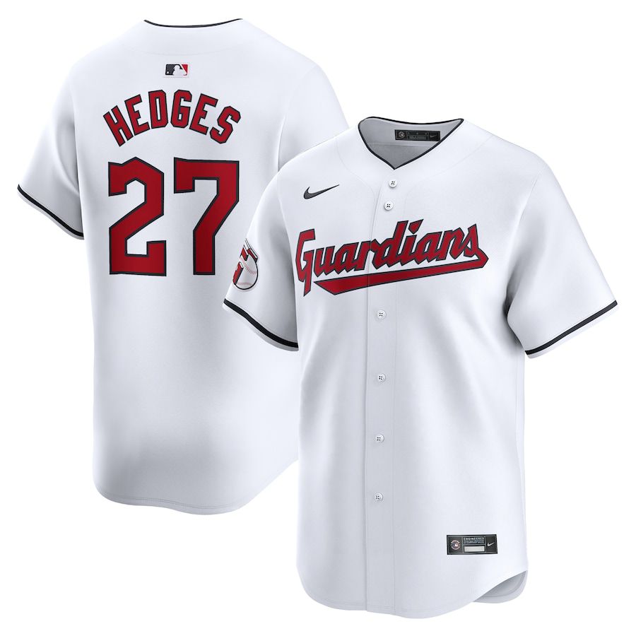 Men Cleveland Guardians 27 Austin Hedges Nike White Home Limited Player MLB Jersey